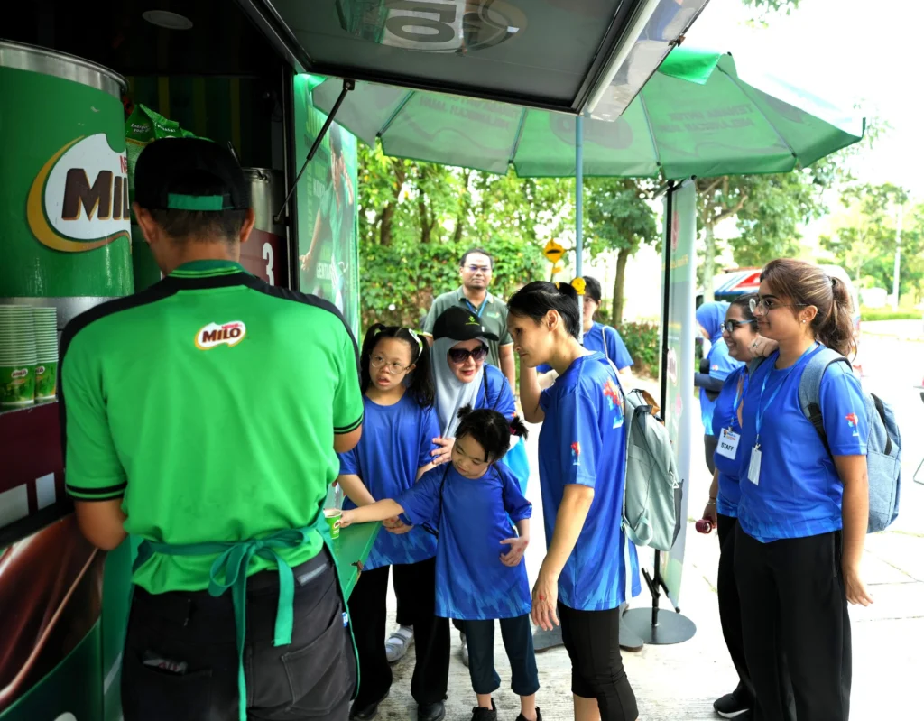 A milo truck providing refreshments to the visitors.