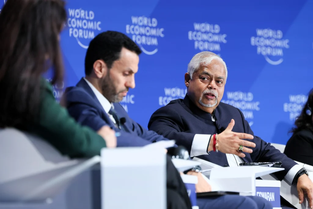 Vijay Eswaran speaks during The Next Billion Jobs panel at the World Economic Forum’s Annual Meeting of the New Champions 2026 in Dalian.